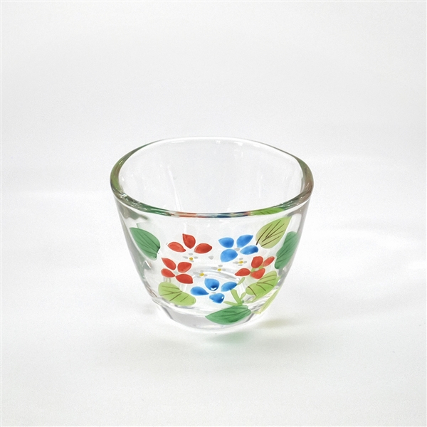 京絵付けガラス碗 花茶人 紫陽花
