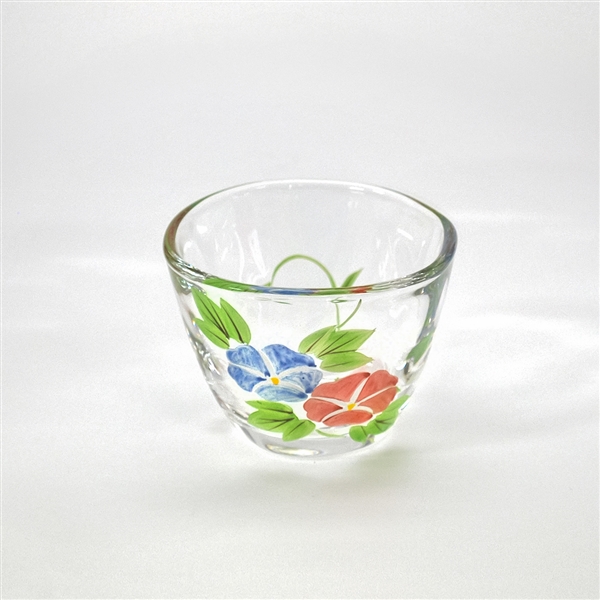 京絵付けガラス碗 花茶人 朝顔