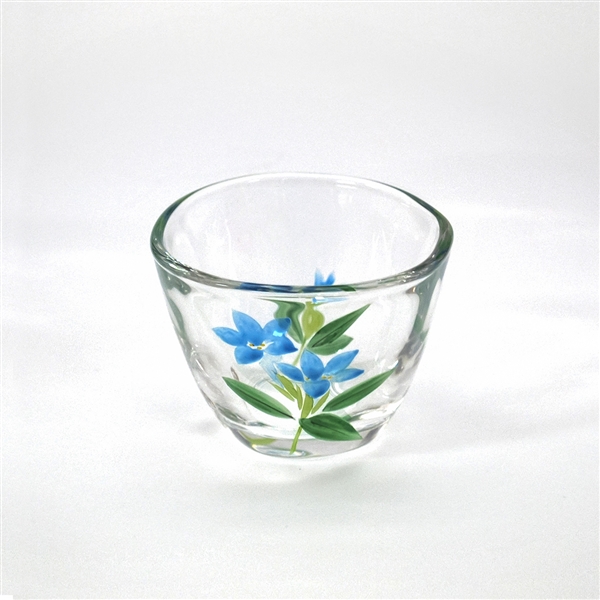 京絵付けガラス碗 花茶人 竜胆
