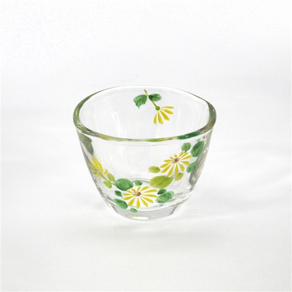京絵付けガラス碗 花茶人 菊