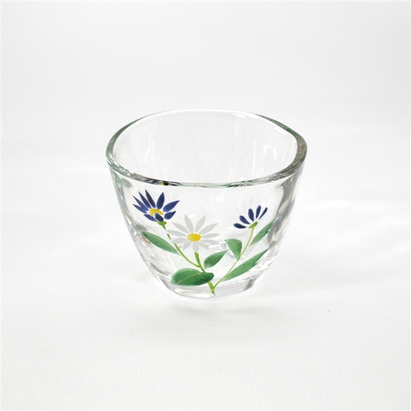 京絵付けガラス碗 花茶人 都忘れ